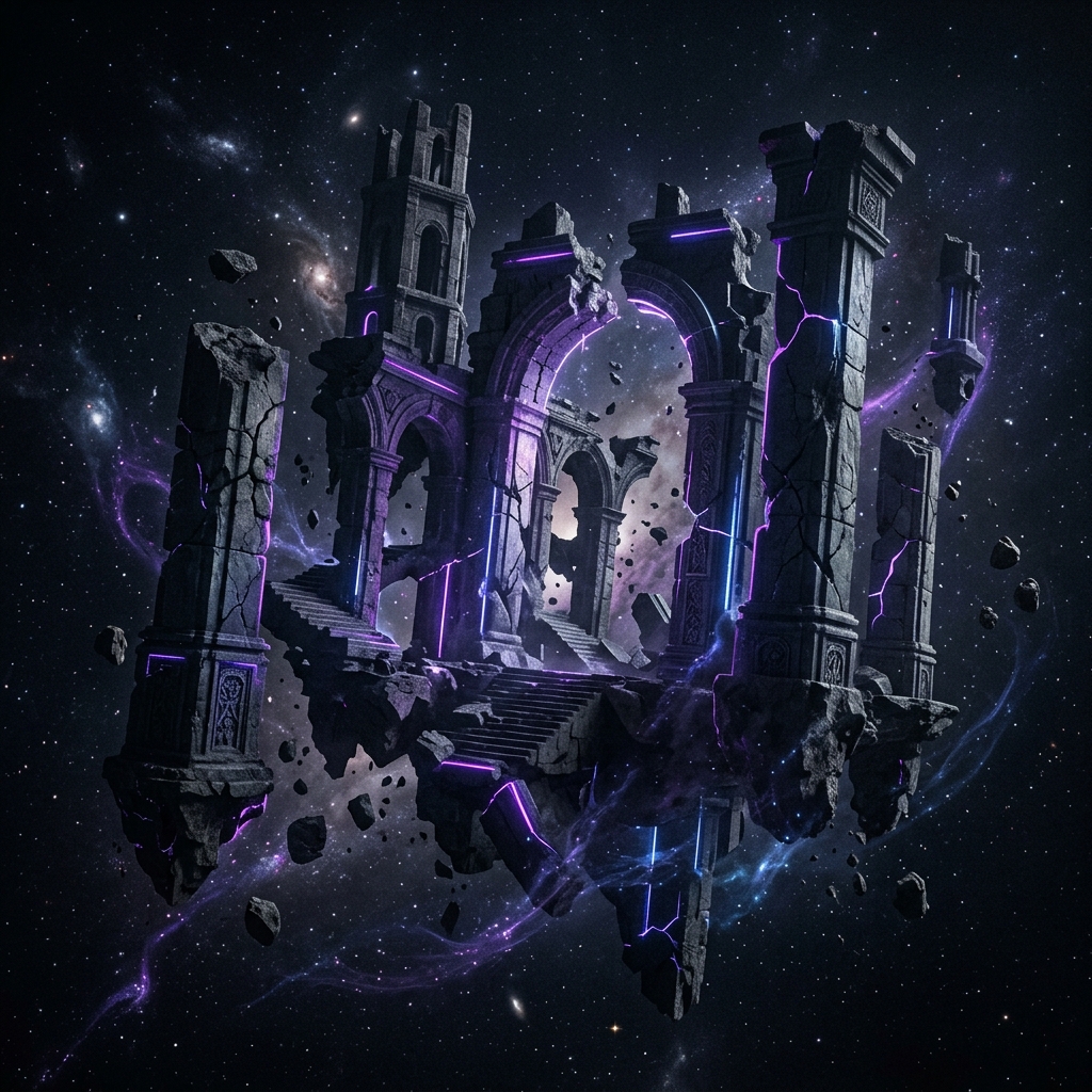 Quantum Ruins - Ancient impossible architecture in quantum fog