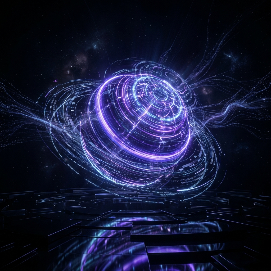 Void Intelligence - Dark AI energy core with violet radiance